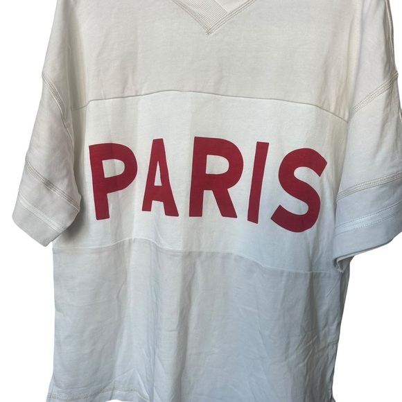 NWOT Free People Movement Post Up High V-Neck Tee Paris Medium cream and Red - Picture 6 of 11